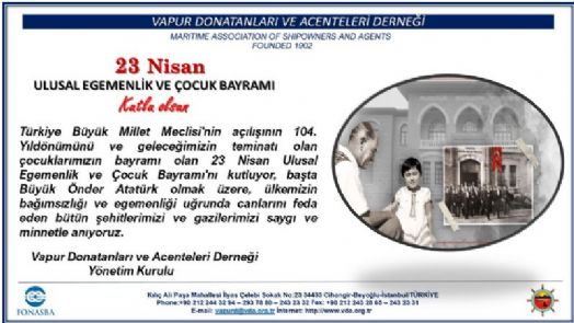 Türkiye Büyük Millet Meclisimizin Açılışının 104. Yıl Dönümü ve 23 Nisan Ulusal Egemenlik ve Çocuk Bayramı Kutlu Olsun